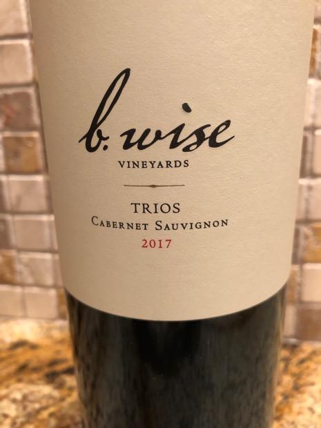 2017 B. Wise Vineyards Cabernet Sauvignon Trios, USA, California ...