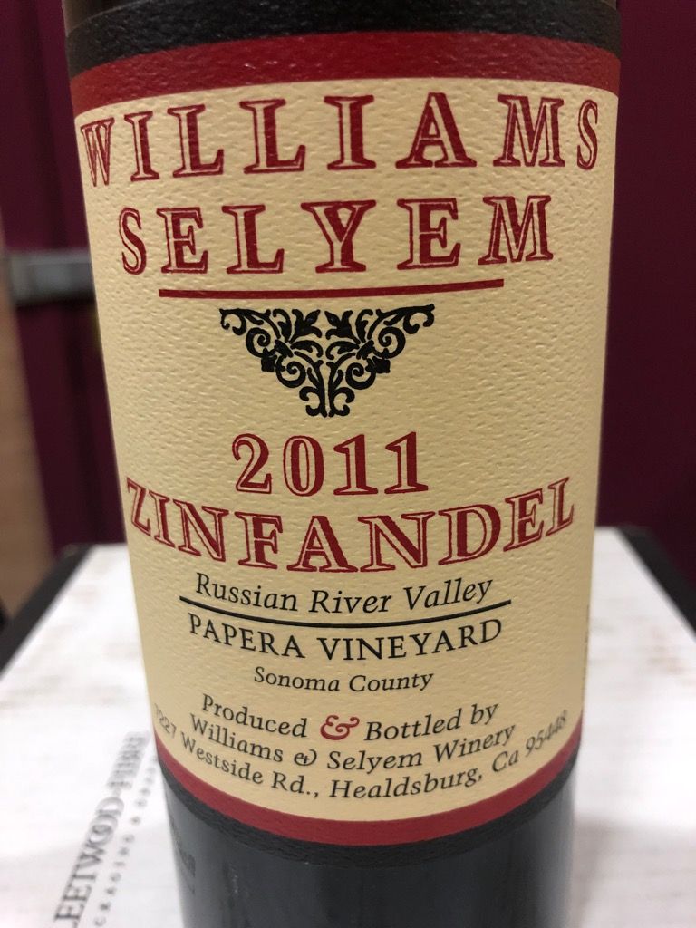 2011 Williams Selyem Zinfandel Papera Vineyard - CellarTracker