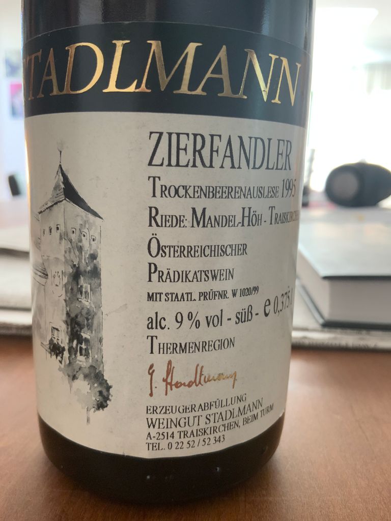 2009 Stadlmann Zierfandler Trockenbeerenauslese Mandel Höh Austria Niederösterreich 6757