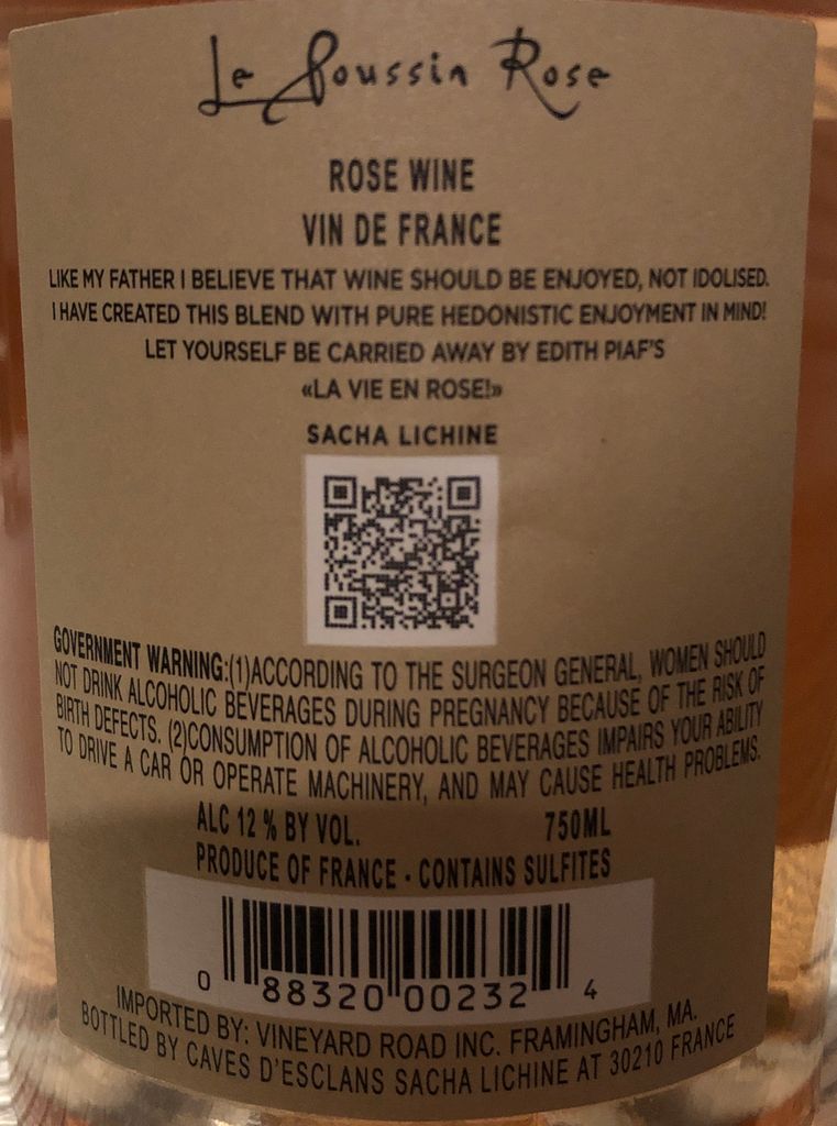 2021 Sacha Lichine Le Poussin Rosé, France, Vin de France - CellarTracker