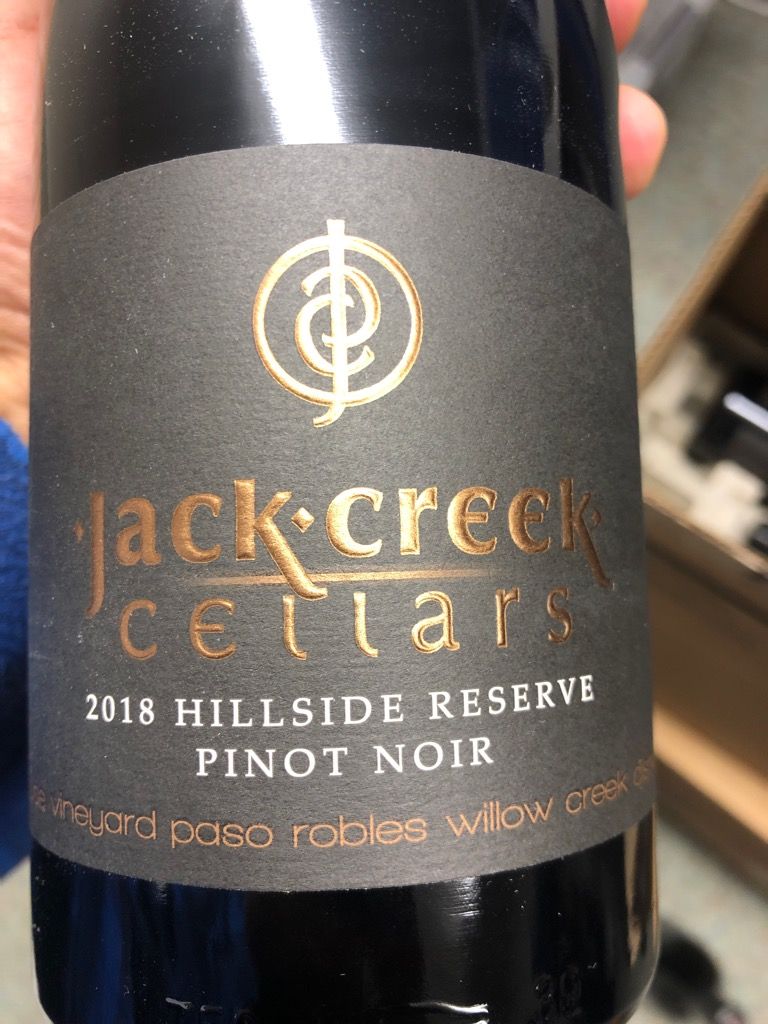 2018 Jack Creek Cellars Pinot Noir Hillside Reserve Kruse Vineyards ...