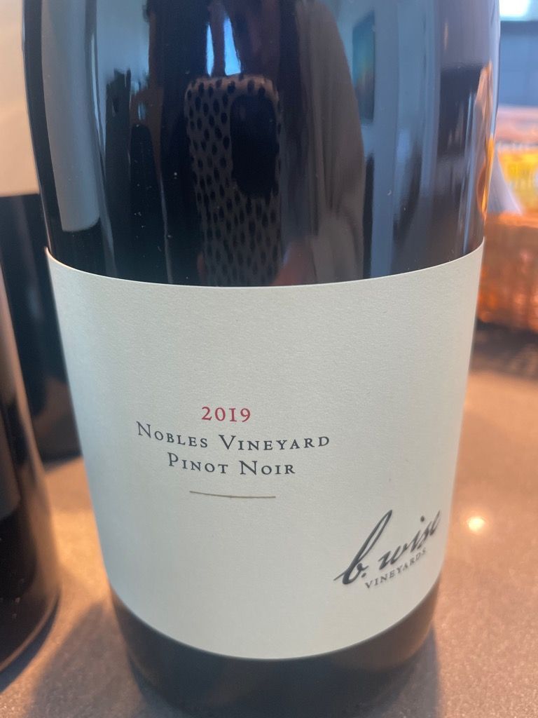 2019 B. Wise Vineyards Pinot Noir Nobles Vineyard, USA, California ...