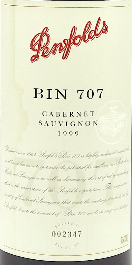 日本卸値ペンフォールズ　BIN 707　カベルネ・ソーヴィニヨン　1993 ワイン