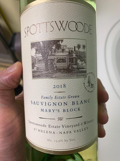 2017 Spottswoode Sauvignon Blanc Marys Block Usa California Napa