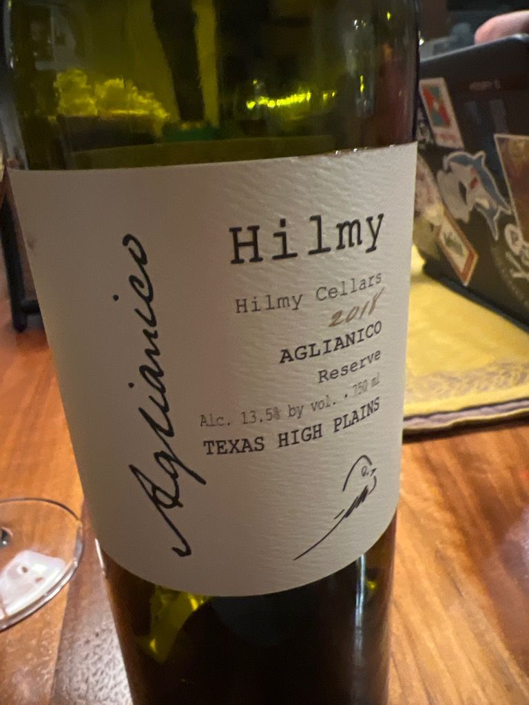 2018 Hilmy Cellars Aglianico Reserve, USA, Texas, Texas High Plains