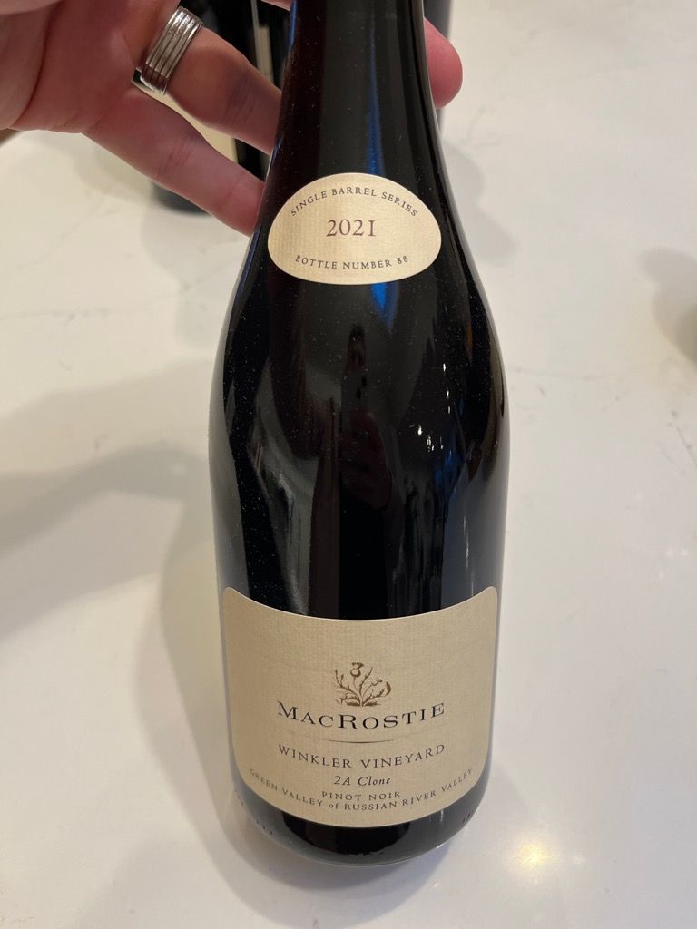 2021 MacRostie Pinot Noir Single Barrel Winkler Vineyard, USA