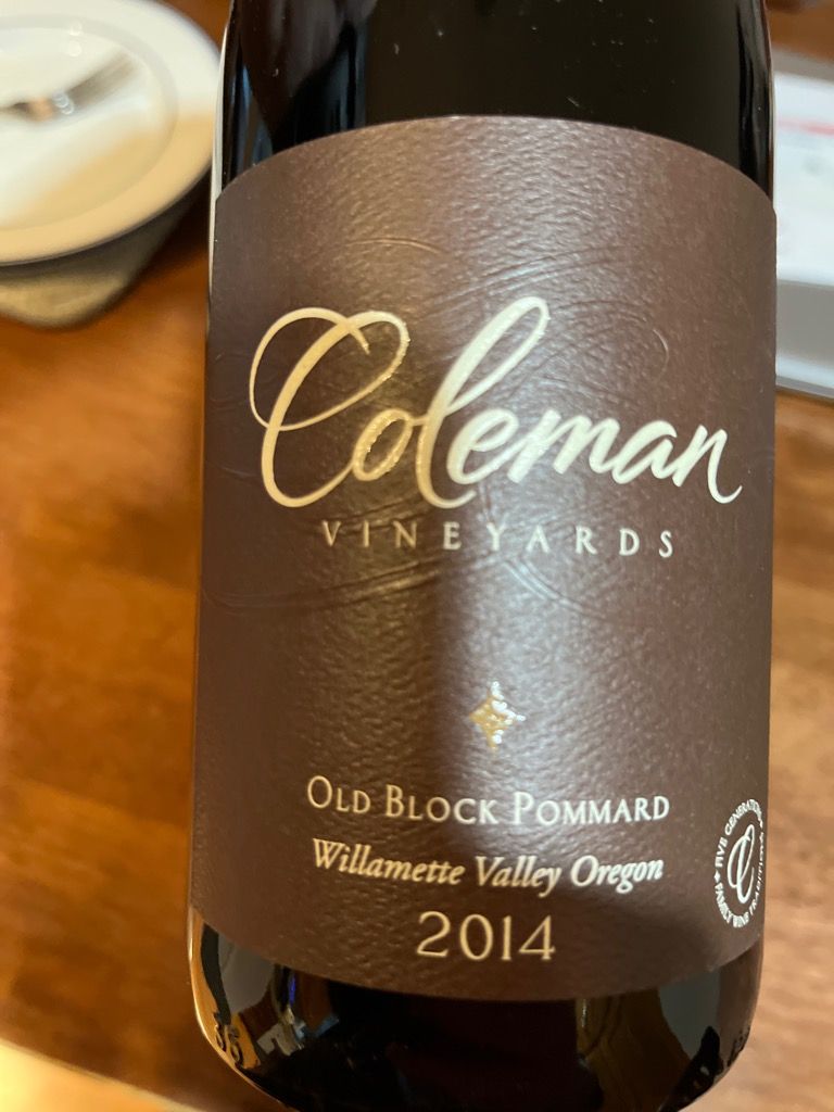 2014 Coleman Vineyards Pinot Noir Old Block Pommard, USA, Oregon, Willamette Valley, McMinnville