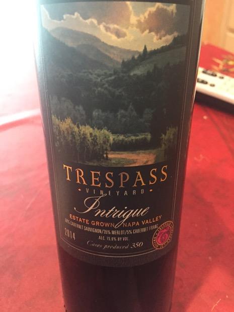 2014 Trespass Vineyard Intrigue Usa California Napa Valley St Helena Cellartracker