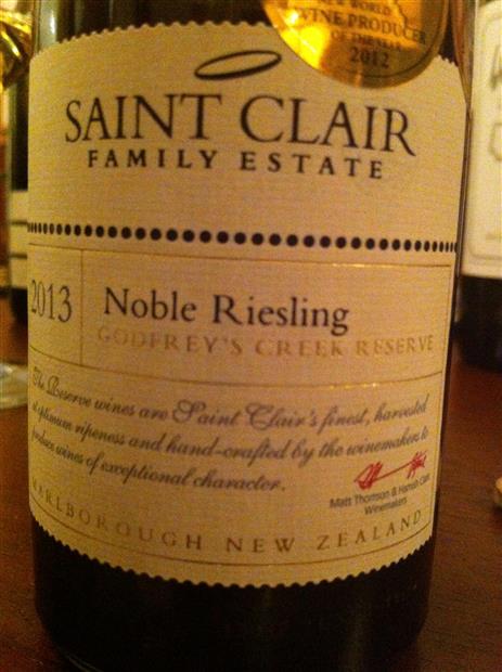 2013 Saint Clair Family Estate Noble Riesling, New Zealand, South ...