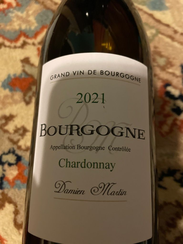 2021 Domaine Damien Martin Chardonnay Bourgogne Blanc, France, Burgundy