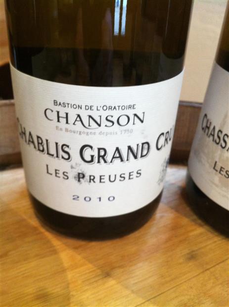 2017 Domaine Chanson Chablis Grand Cru Les Preuses - CellarTracker