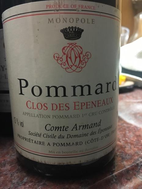 1996年CHATEAU de POMMARD 1996 Comte Armand Pommard 1er Cru Clos des Epeneaux - CellarTracker