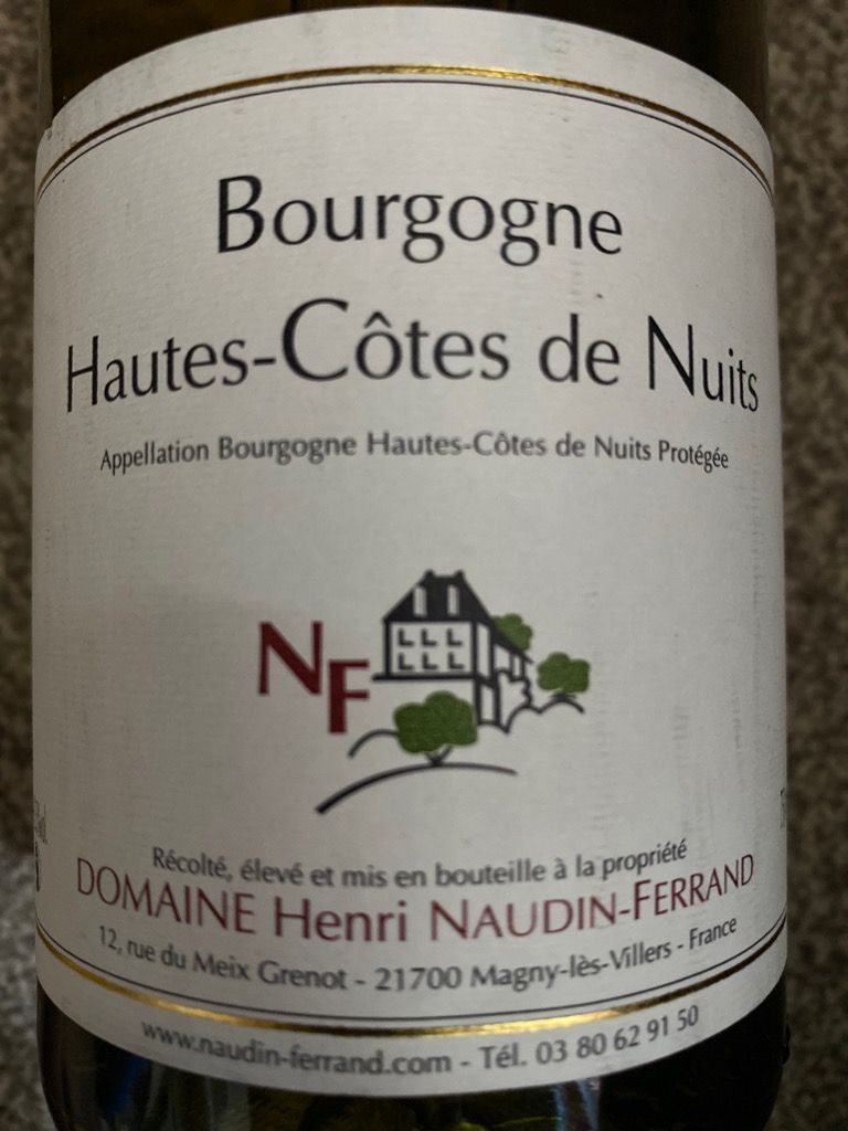 2019 Domaine Henri Naudin-Ferrand Bourgogne Hautes-Côtes de Nuits Blanc ...