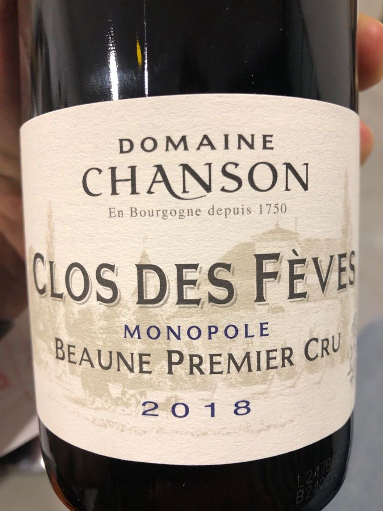 2018 Domaine Chanson Beaune 1er Cru Clos des Fèves, France, Burgundy ...