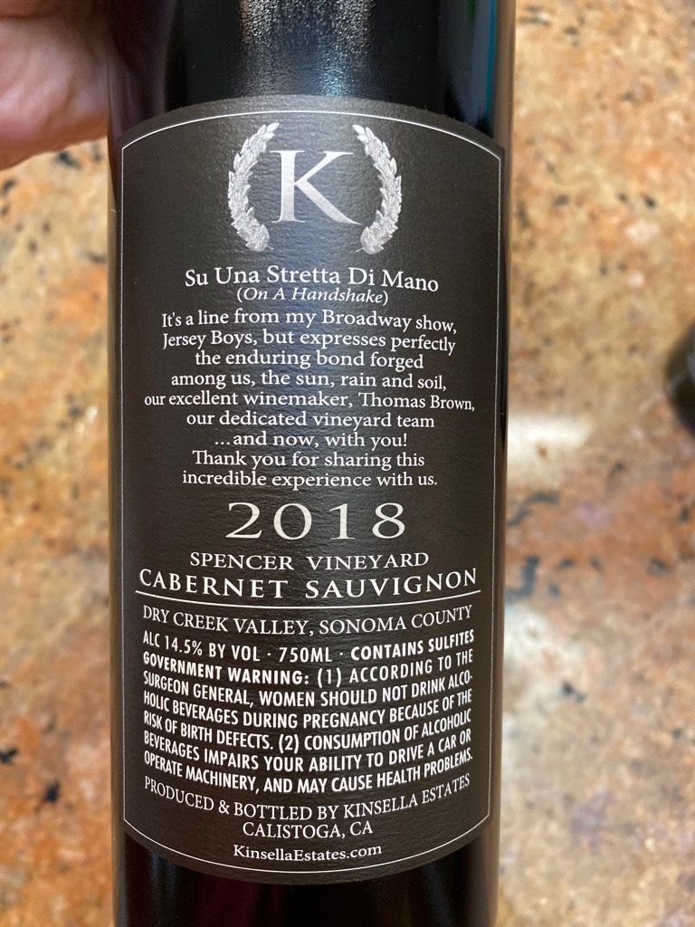 2018 Kinsella Estates Sauvignon Jersey Boys Vineyard, USA