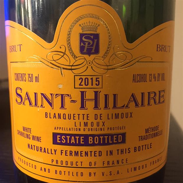 2015 SaintHilaire Blanquette de Limoux Brut, France, Languedoc
