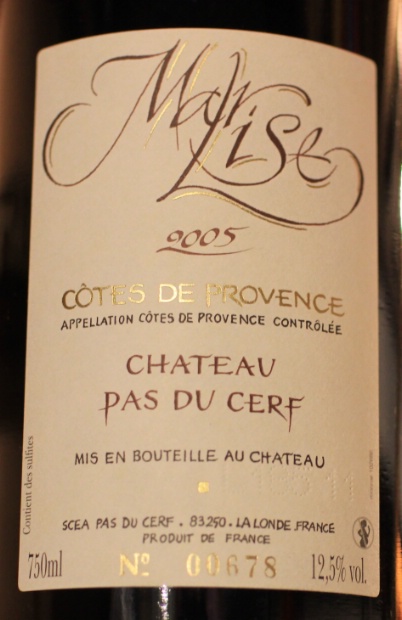 2005 Château Pas du Cerf Côtes de Provence Marlise - CellarTracker