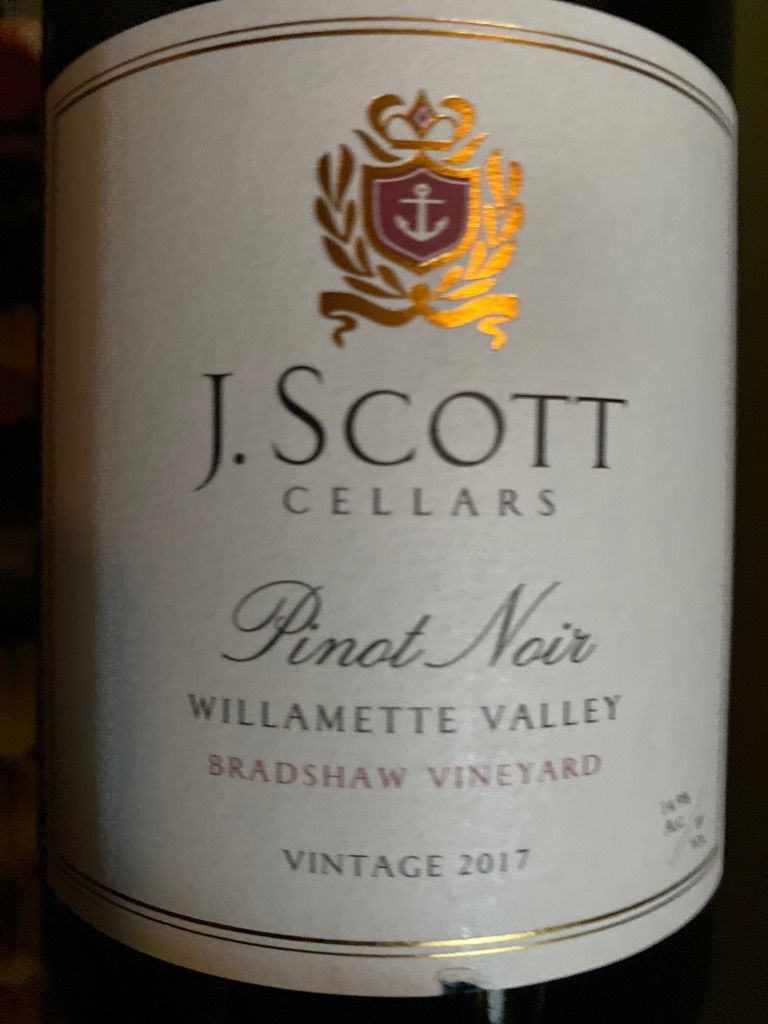 2017 J. Scott Cellars Pinot Noir Bradshaw Vineyard, USA, Oregon, Willamette Valley CellarTracker