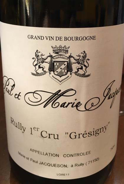 2012 Paul et Marie Jacqueson Rully 1er Cru Gresigny Blanc, France ...