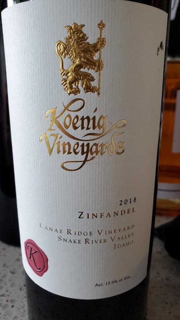 2018 Koenig Vineyards Zinfandel Lanae Ridge Vineyard Snake River Valley