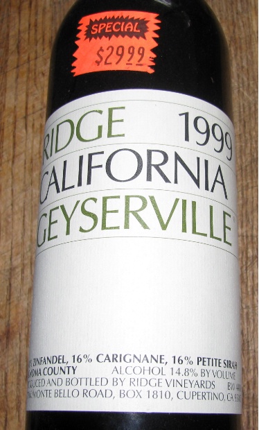 1999 Ridge Geyserville - CellarTracker