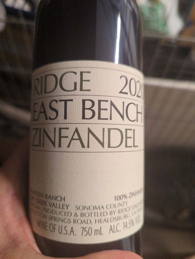 Ridge 2019 East Bench Zinfandel 750ml