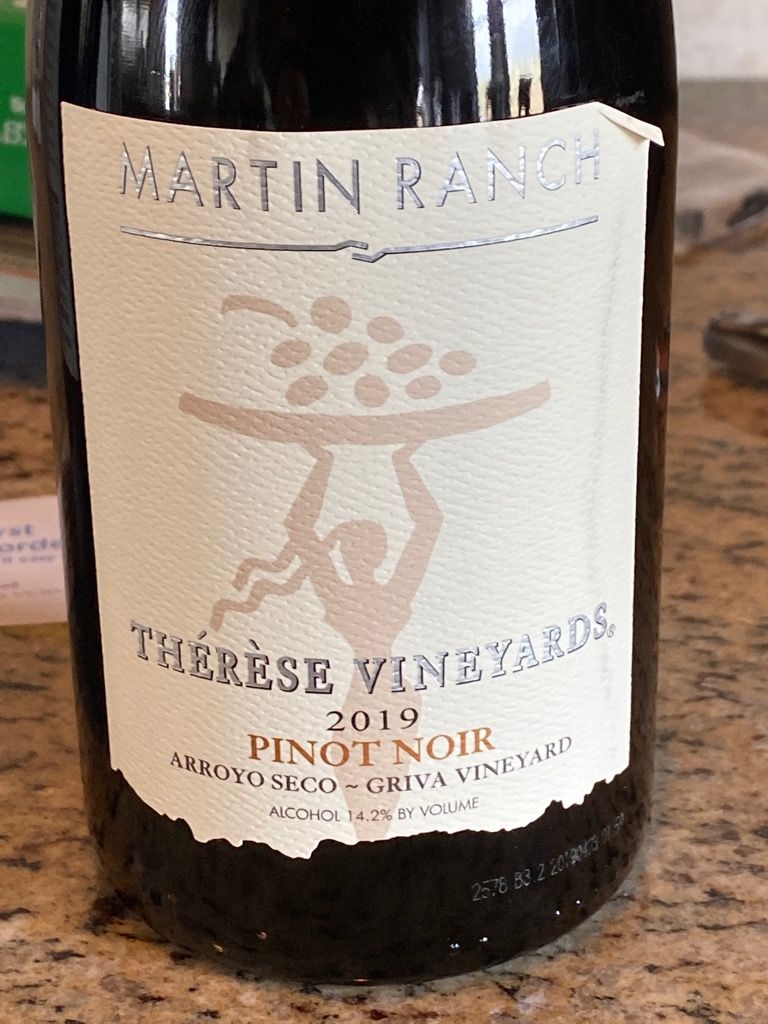 2019 Martin Ranch Winery Pinot Noir Thérèse Vineyards Griva Vineyard ...