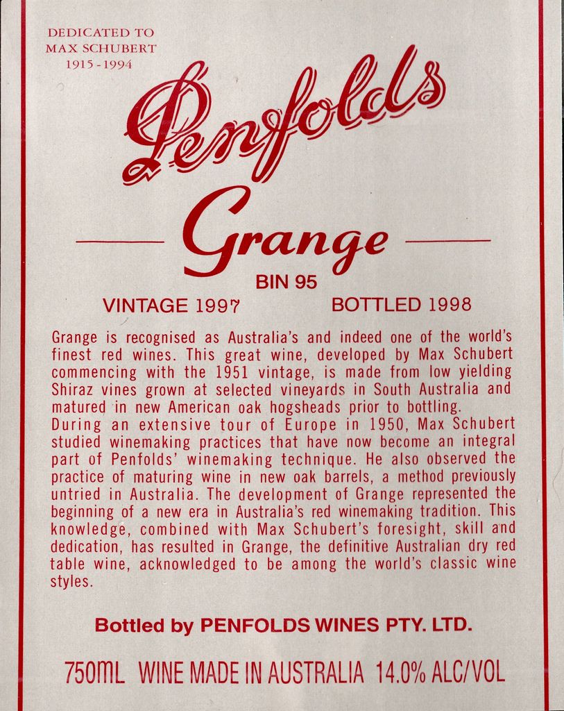 1997 Penfolds Grange - CellarTracker