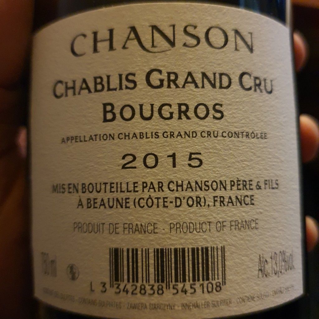 2015 Domaine Chanson Chablis Grand Cru Bougros - CellarTracker