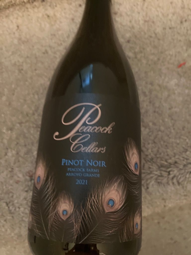 2021 Peacock Cellars Pinot Noir Peacock Farms Arroyo Grande Valley, USA ...