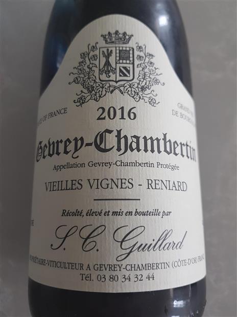 ワイン S.C. Guillard Gevrey-Chambertin 2016 2016 S.C. Guillard Gevrey-Chambertin Reniard Vieilles Vignes