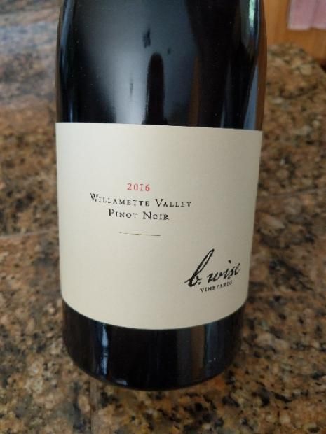 2017 B Wise Vineyards Pinot Noir Willamette Valley, USA, Oregon ...