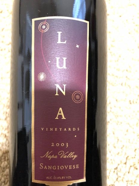 2003 Luna Vineyards Sangiovese Riserva Usa California Napa Valley Cellartracker 