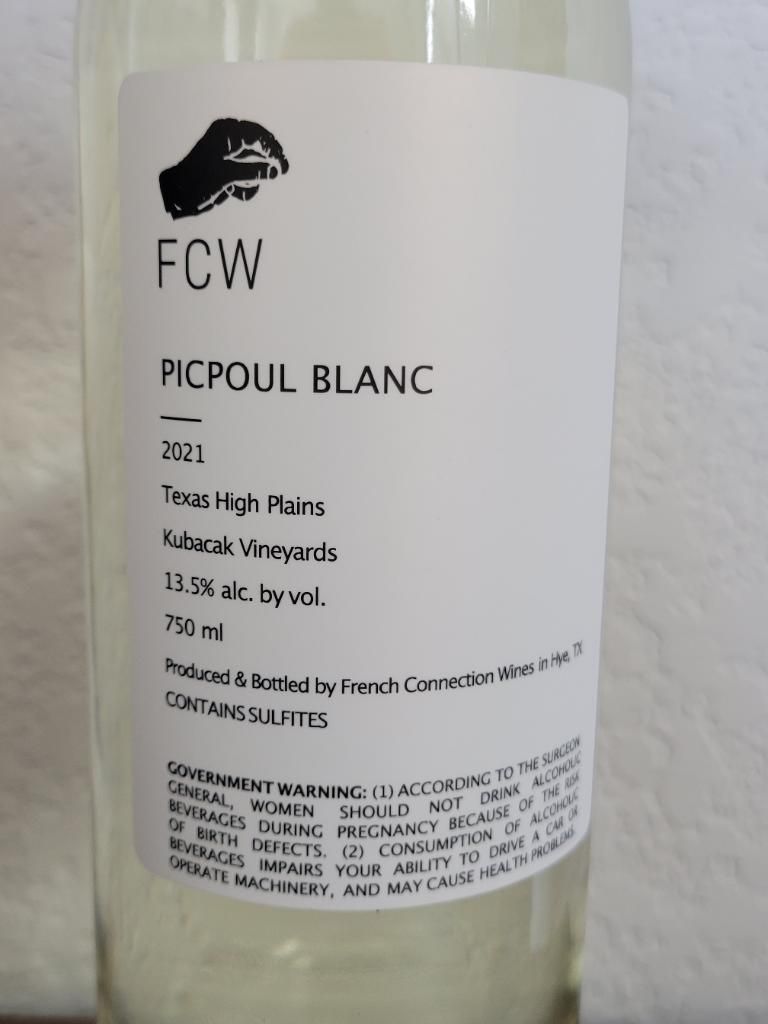 2021 French Connection Wines Picpoul Blanc Usa Texas Texas High Plains Cellartracker